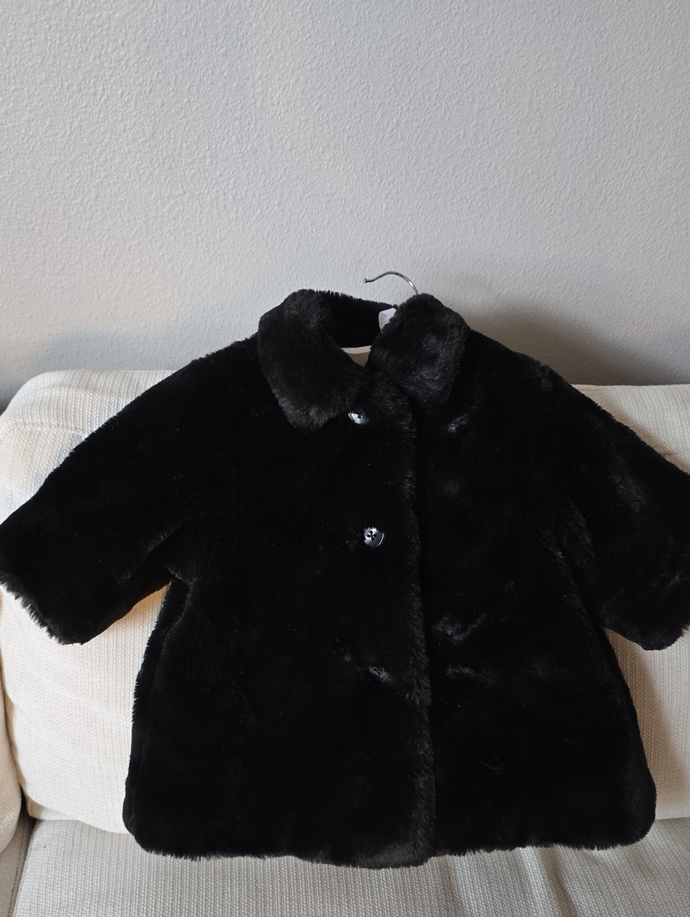 Wonderkids Black Faux Fur Puffer Coat